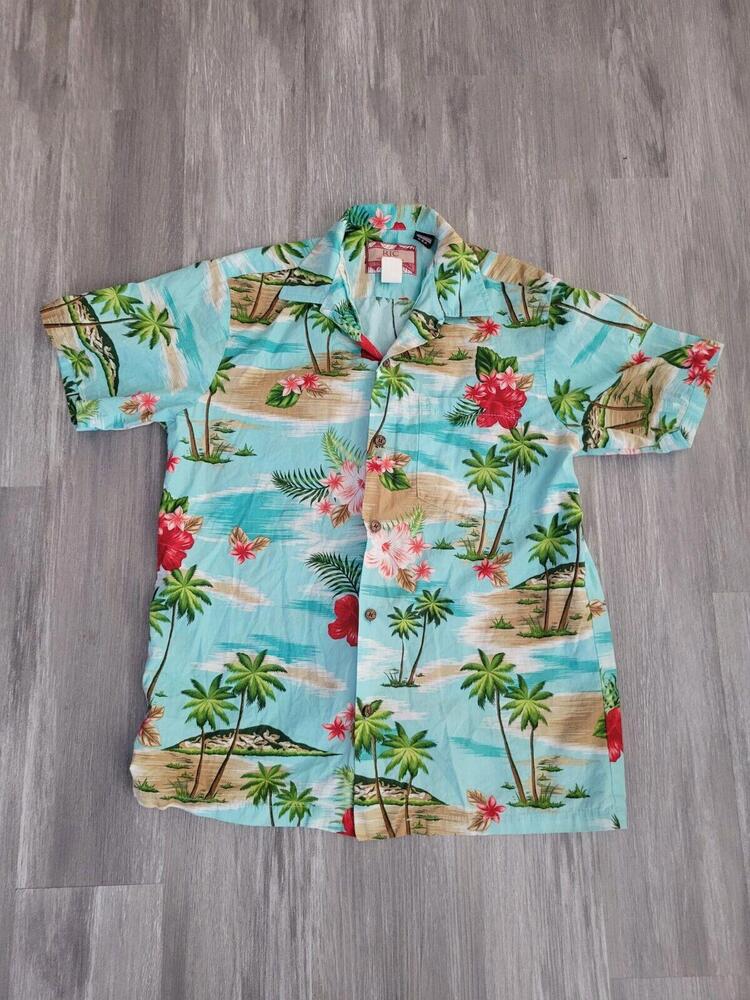 RJC Vintage Tropical Floral Hawaiian Shirt 100% Cotton Made in USA Hawaii